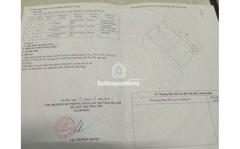 Bán lô góc 2 mặt thoáng Xâm Thị - Hồng Vân
Diện tích :  61.7m2(lô số 1)