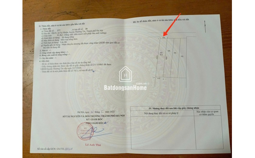 Bán đất tại Tự Nhiên, Thường Tín, Hà Nội, 2,85 tỷ, 91,8 m2 giá ưu đãi