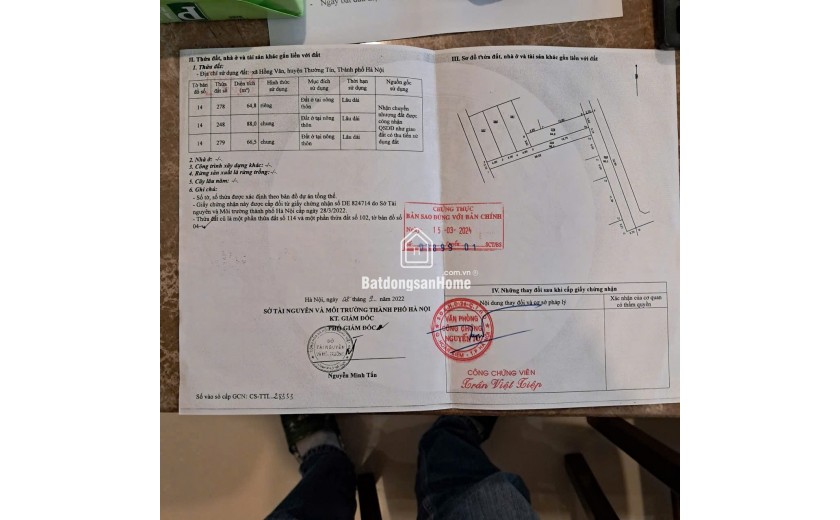 Bán đất Hồng Vân, Thường Tín, Hà Nội, 2,9 tỷ, 64,8 m2, giá siêu hời chỉ với