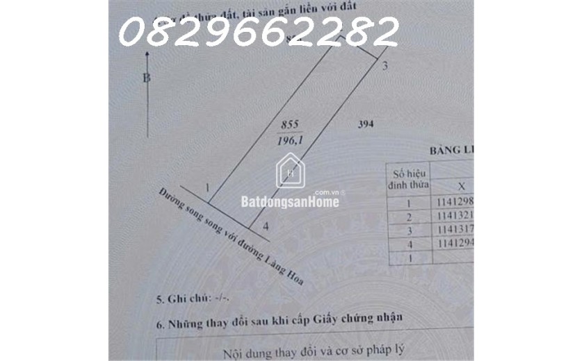 Bán Đất Thổ Cư Đường Làng Hoa, Sa Đéc. 196m2, SHR, Giá 3.2 Tỷ.