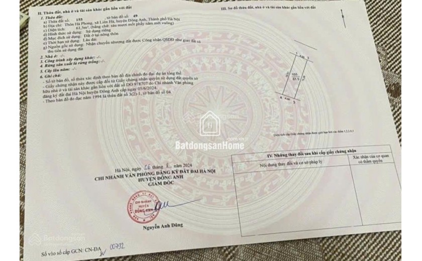 Bán 61.5m2 đất Hà Phong Liên Hà - Ô tô tránh - sát Vin LH