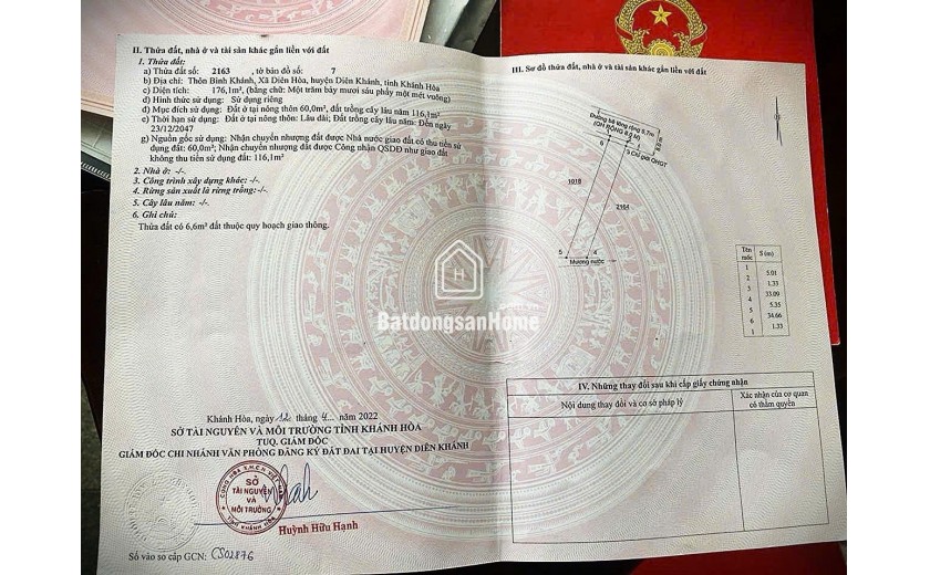 Bán Đât Ở tại Xã Diên Lạc, Khánh Hoà