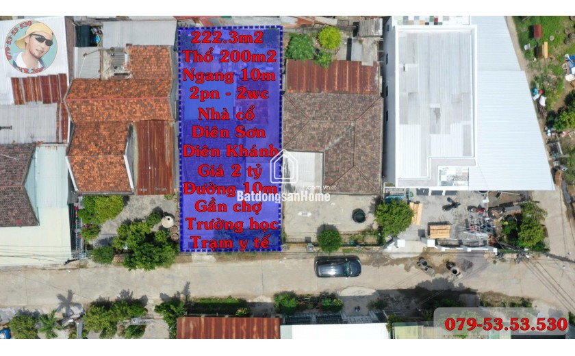 Bán Nhà Cổ Trung Tâm Diên Khánh – 222.3m² (200m² Thổ Cư), Đường 7m Quy Hoạch 10m, Sổ Hồng Riêng, 2PN – Không Gian Sống Bình Yên Giữa Lòng Phố Cổ, Giá Chỉ 2 Tỷ