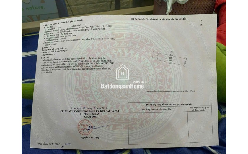Bán 98.5m2 đất Cổ Dương Tiên Dương - Ô tô vào - 5x