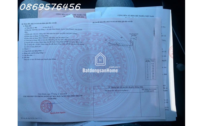CẦN BÁN 2 LÔ ĐẤT Ở ĐÔ THỊ TẠI KHÁNH HOÀ CHỈ 1.5 TỶ