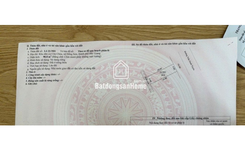 Đất nền Đồng Sơn chỉ 3 tỷ/90m2