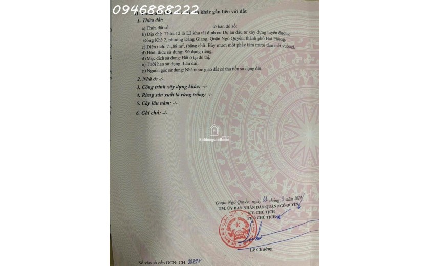 Bán đất mặt đường Lê Quang Đạo ( Đông Khê 2 ) - Vị trí cực đẹp - Siêu hiếm