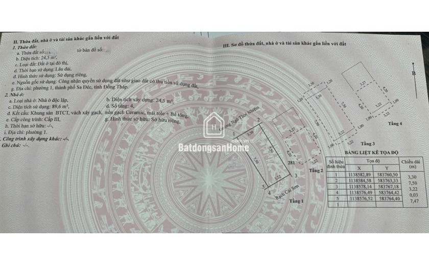 Nhà phố 4 tầng Sổ hồng P1 Sa Đéc Ngô Thời Nhiệm, 25m2, 2PN. Giá 2 tỷ.