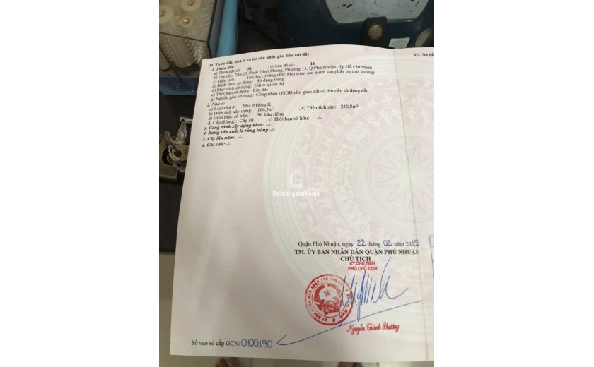 243/28 phan đình Phùng p 15 phú nhuận 
chính chủ bán 166m 15.9 tỉ