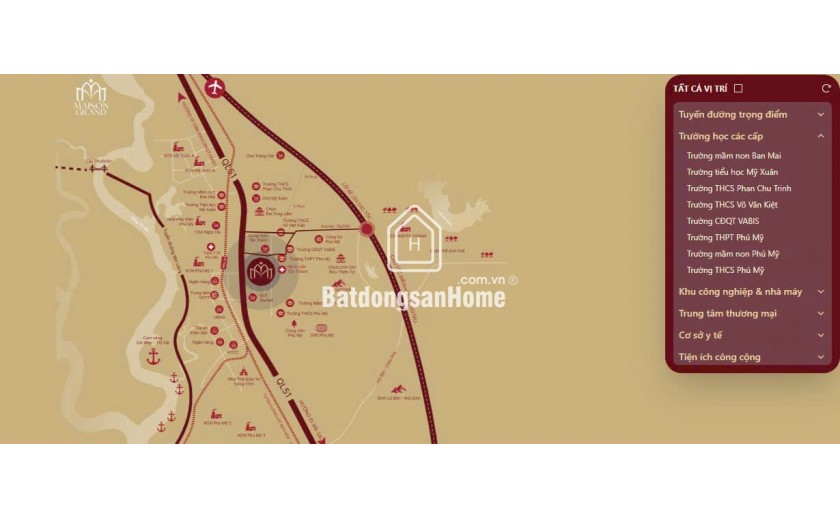 Bán căn hộ Maison Grand Phú Mỹ mặt tiền QL51, gần cảng Cái Mép