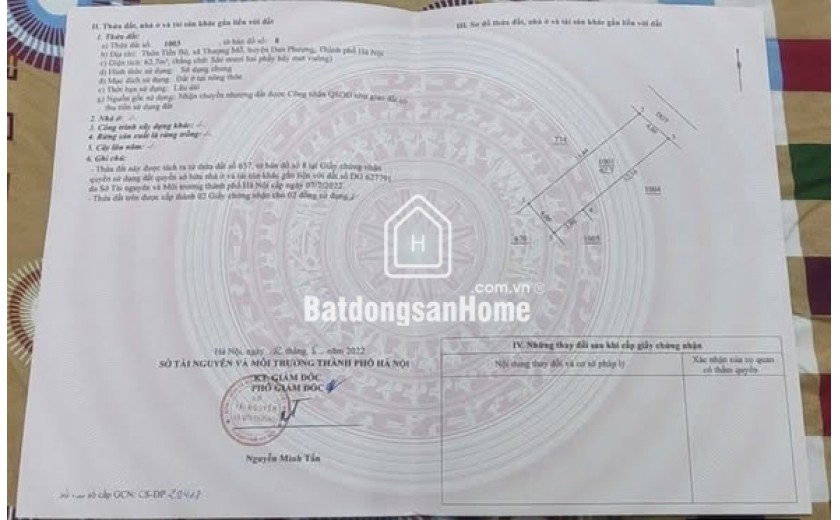 QUÁ ĐẸP 62.7M ĐẤT ĐƯỜNG THÔNG THƯỢNG MỖ - ĐAN PHƯỢNG