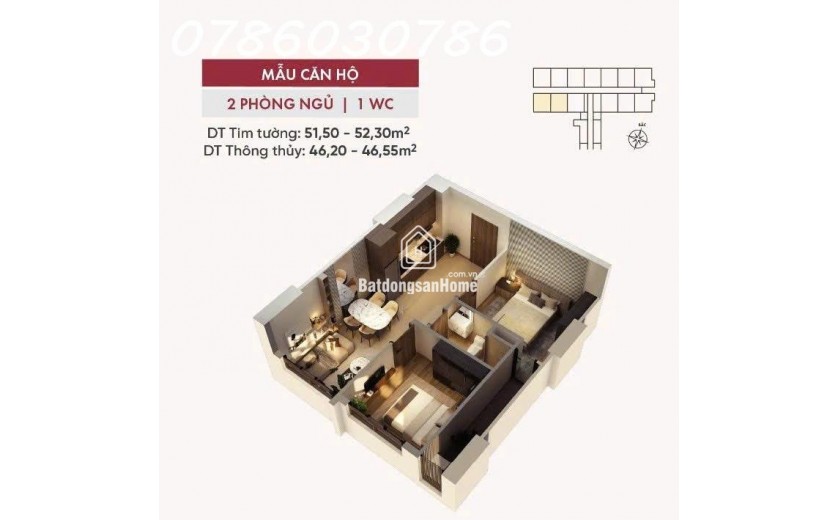 Bán căn hộ 2PN 1VS view trực diện Sông Đồng Nai, tầm nhìn thoáng đãng  giá chỉ 1.9 tỷ