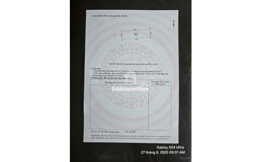 Bán 72m2 đất thị trấn Đông Anh - Ô tô tránh