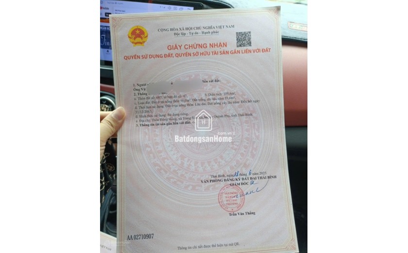 BÁN ĐẤT THÔN ĐÔNG HỒNG XÃ QUỲNH AN (TRƯỚC ĐÂY THUỘC QUỲNH BẢO, QUỲNH PHỤ, THÁI BÌNH)