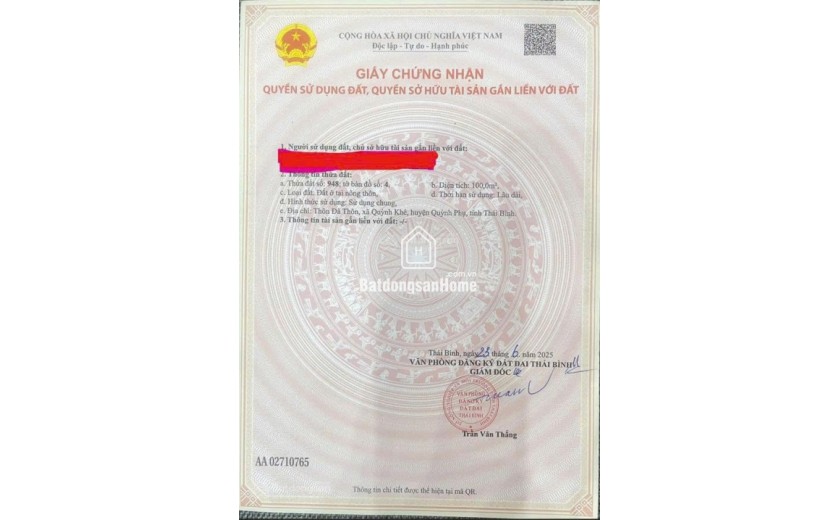 ĐẤT QUỲNH KHÊ 100M MẶT TIỀN 5M GIÁ 1 TỶ 660 TRIỆU