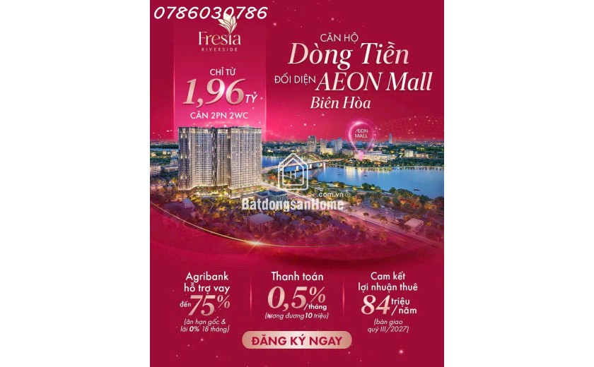 Bán căn hộ 2PN 1VS view trực diện Sông Đồng Nai, tầm nhìn thoáng đãng  giá chỉ 1.9 tỷ